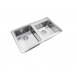 JOHNSON PILETA DOBLE ACERO 304 QUADRA  Q085 A sobre o bajo mesada 85,5X48.2X17,5