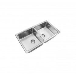 JOHNSON PILETA DOBLE ACERO 304 QUADRA Q76 A sobre o bajo mesada 77,5X43.5X17,5