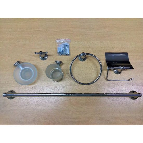 SET COMBO 6 ACCESORIOS DE BAÑO CD CROMADOS ( CJBA-AB2200  )